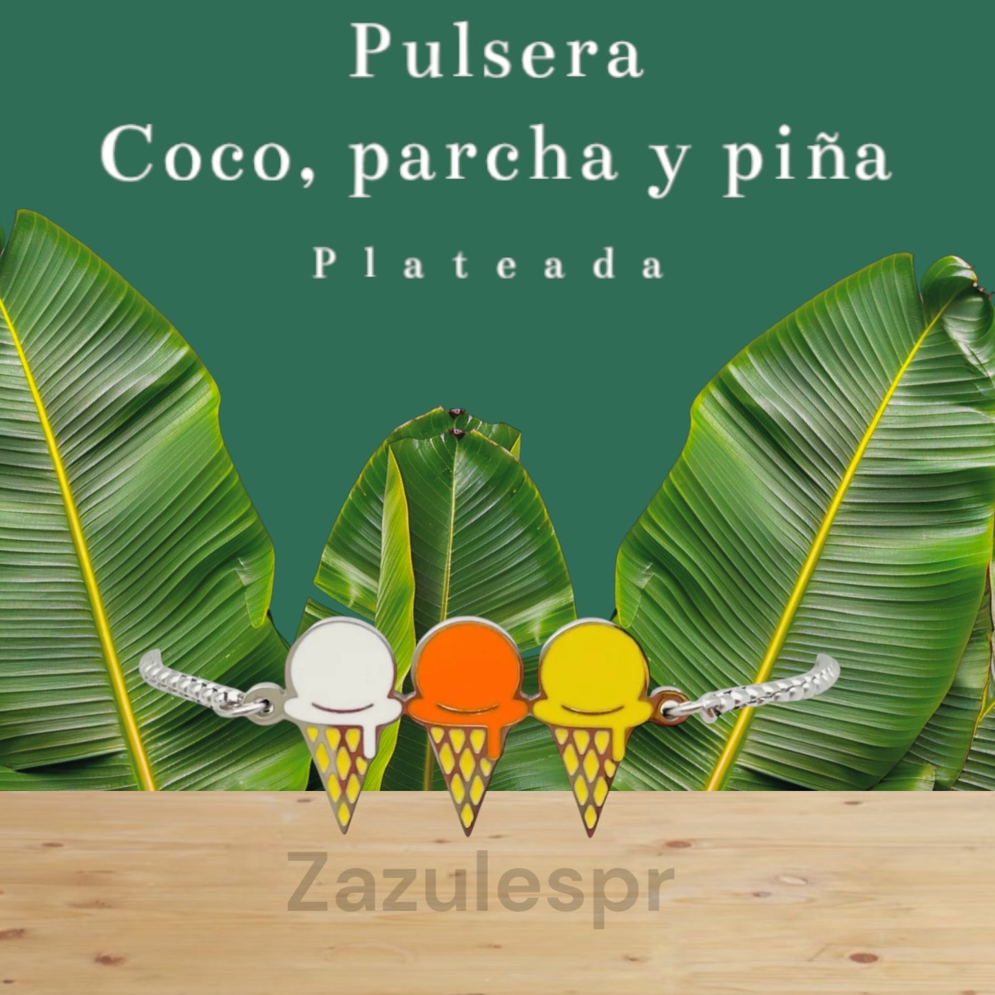 Pulsera Coco, parcha o piña- Plateado