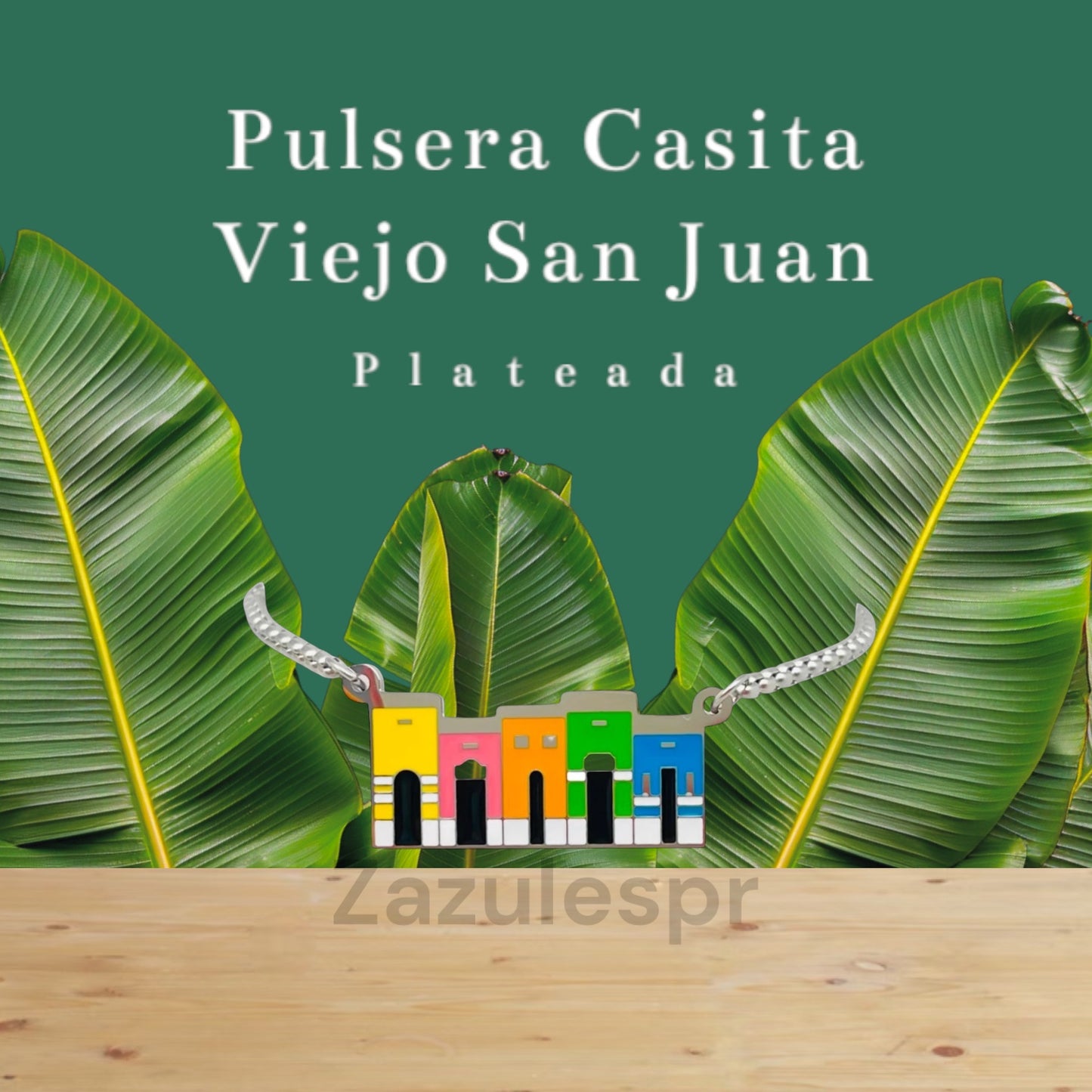 Pulsera Casitas Viejo San Juan- plateada