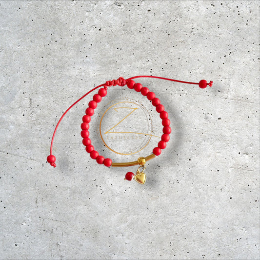 Pulsera con ojo tuco y corazón pequeño Dorado